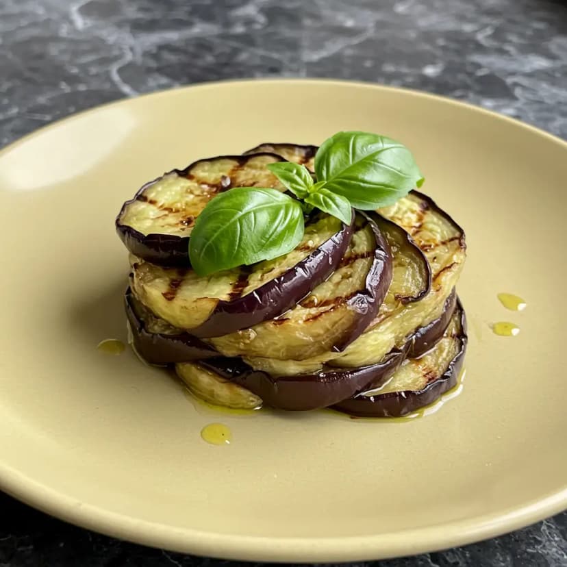 Timbal de Berinjela e Batata-Doce com Azeite de Manjericão