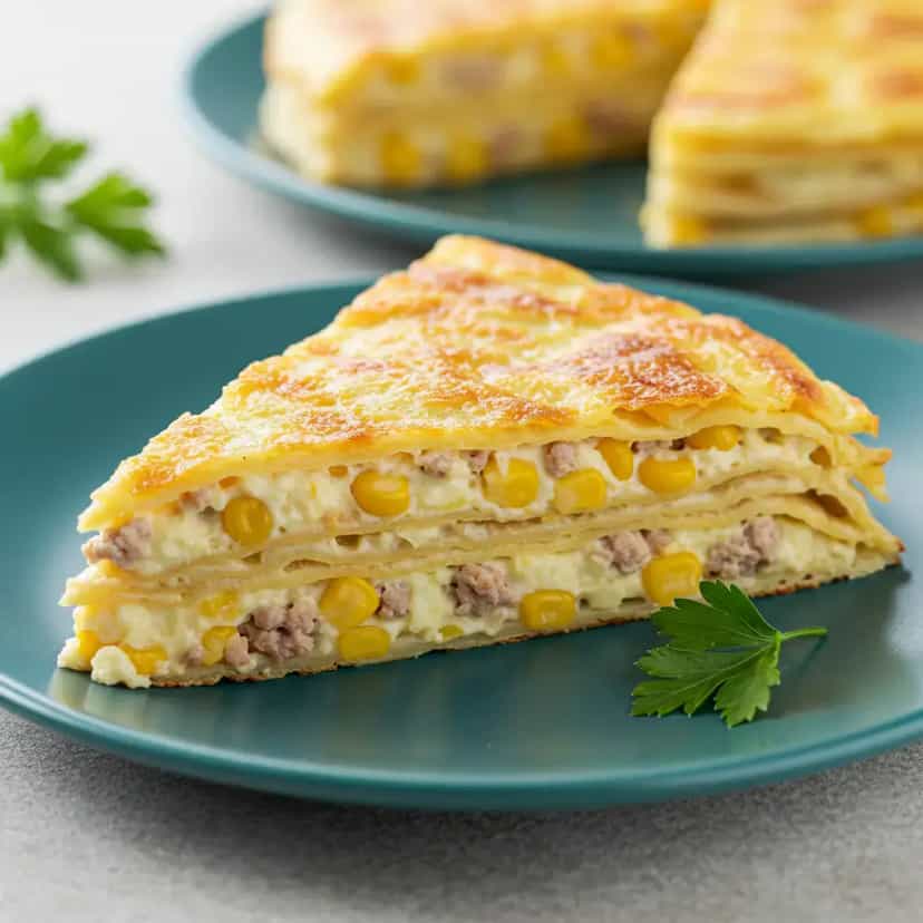 Foto deliciosa de Torta Cremosa de Frango e Milho na Air Fryer pronta para servir - Na Airfryer