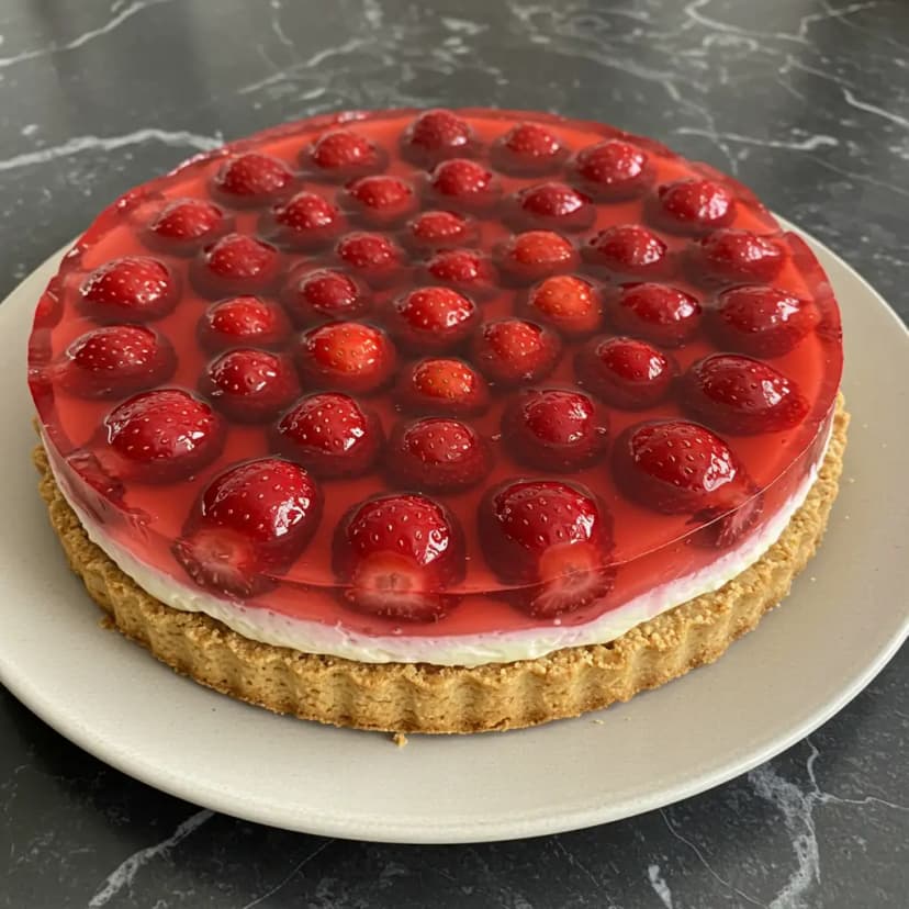 Torta Cremosa de Morango com Base de Biscoito