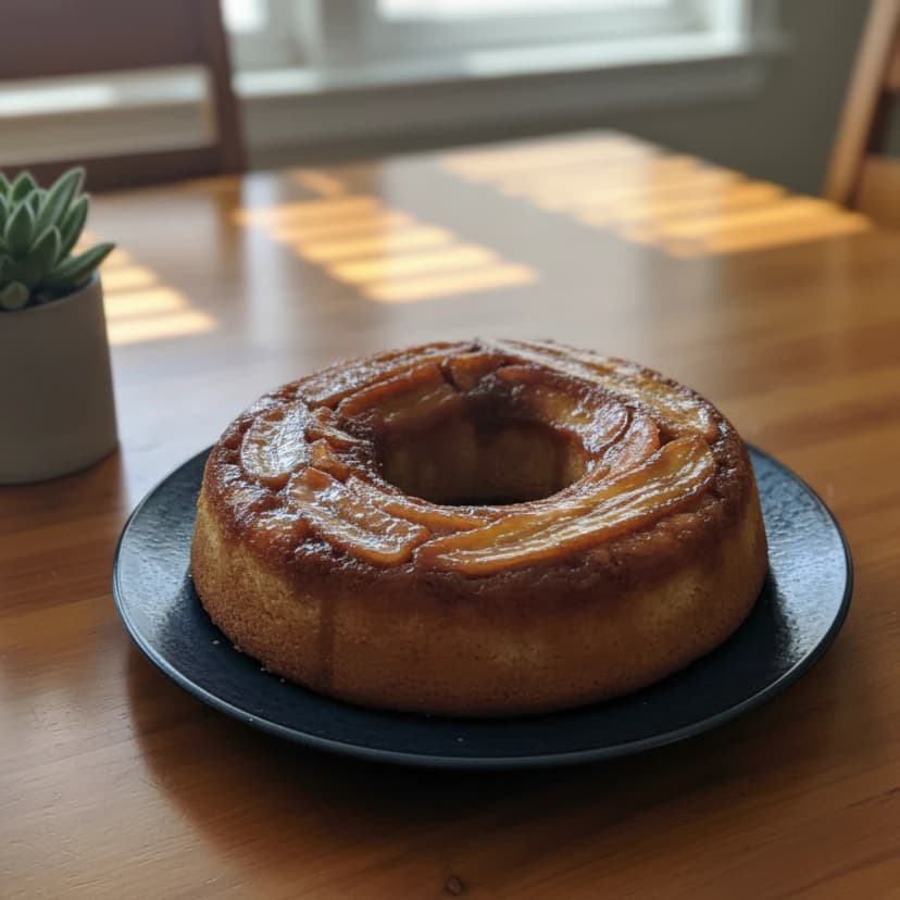 Torta de Banana Caramelizada com Calda de Açúcar