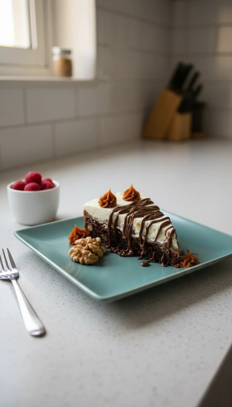 Torta de Brownie com Doce de Leite e Chantilly