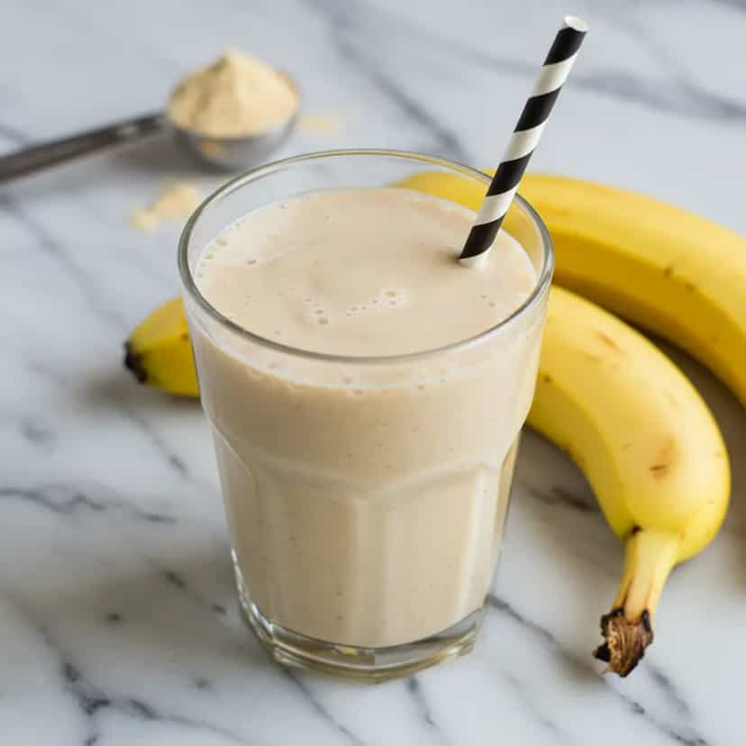 Foto deliciosa de Vitamina de Goiaba, Mamão e Banana pronta para servir - Café da Manhã Brasileiro